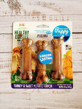 Load image into Gallery viewer, Nylabone Natural Healthy Edibles Turkey &amp; Sweet Potato Puppy Chew Treats 3pk
